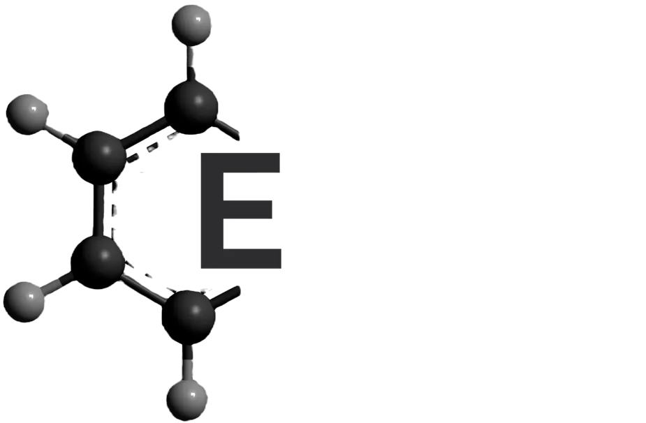 3D model of a molecule with atoms and bonds.
