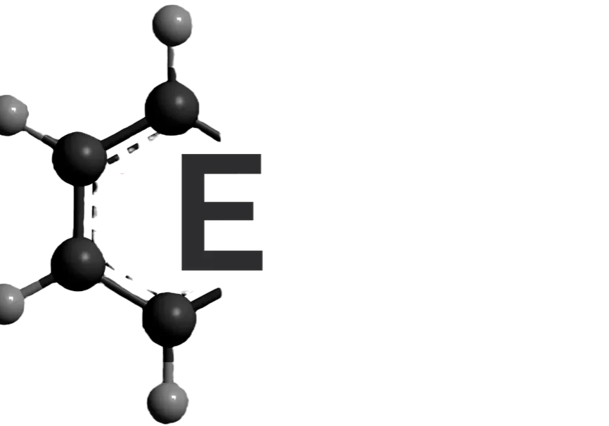 3D model of a molecule with atoms and bonds.